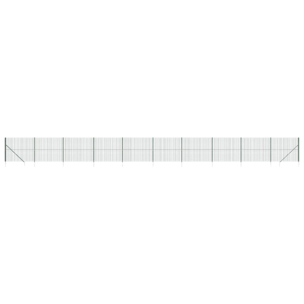 vidaXL Gard plasă de sârmă cu țăruși de fixare, verde, 1,4x25 m