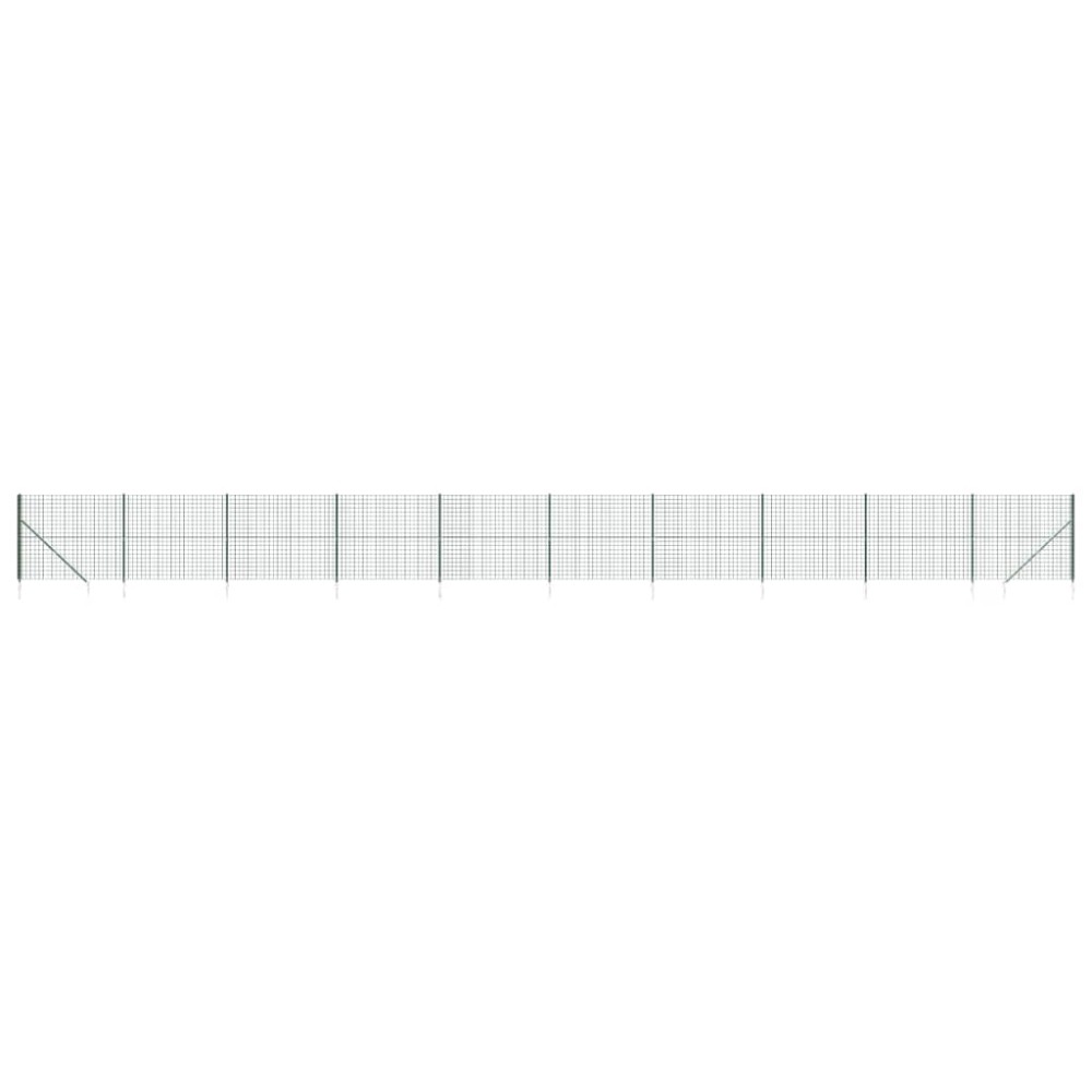 vidaXL Gard plasă de sârmă cu țăruși de fixare, verde, 1,6x25 m