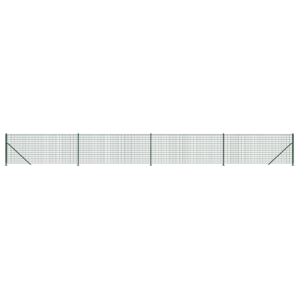 vidaXL Gard plasă de sârmă cu bordură, verde, 0,8x10 m