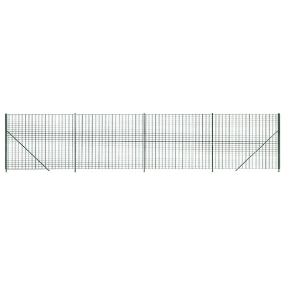 vidaXL Gard plasă de sârmă cu bordură, verde, 2x10 m