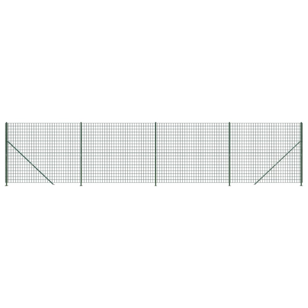 vidaXL Gard plasă de sârmă cu bordură, verde, 2x10 m