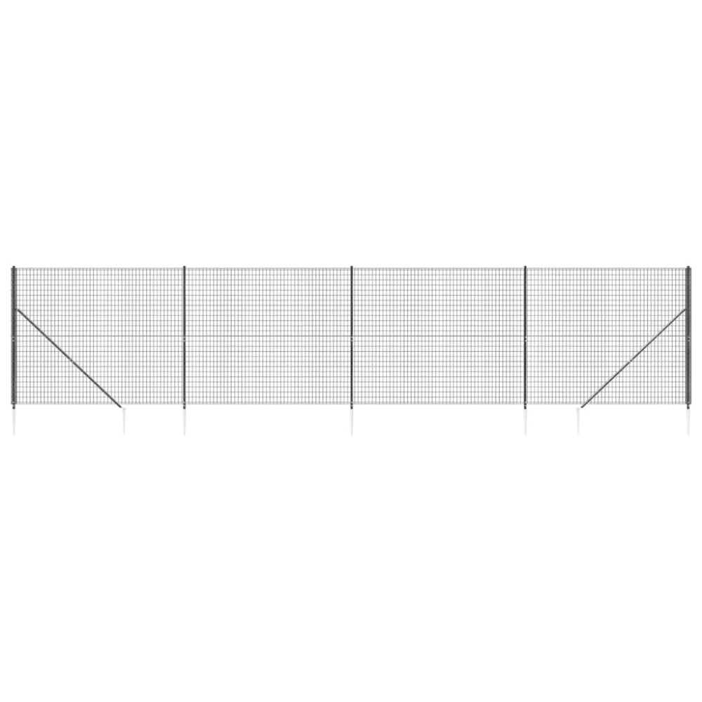 vidaXL Gard plasă de sârmă cu țăruși de fixare, antracit, 1,4x10 m