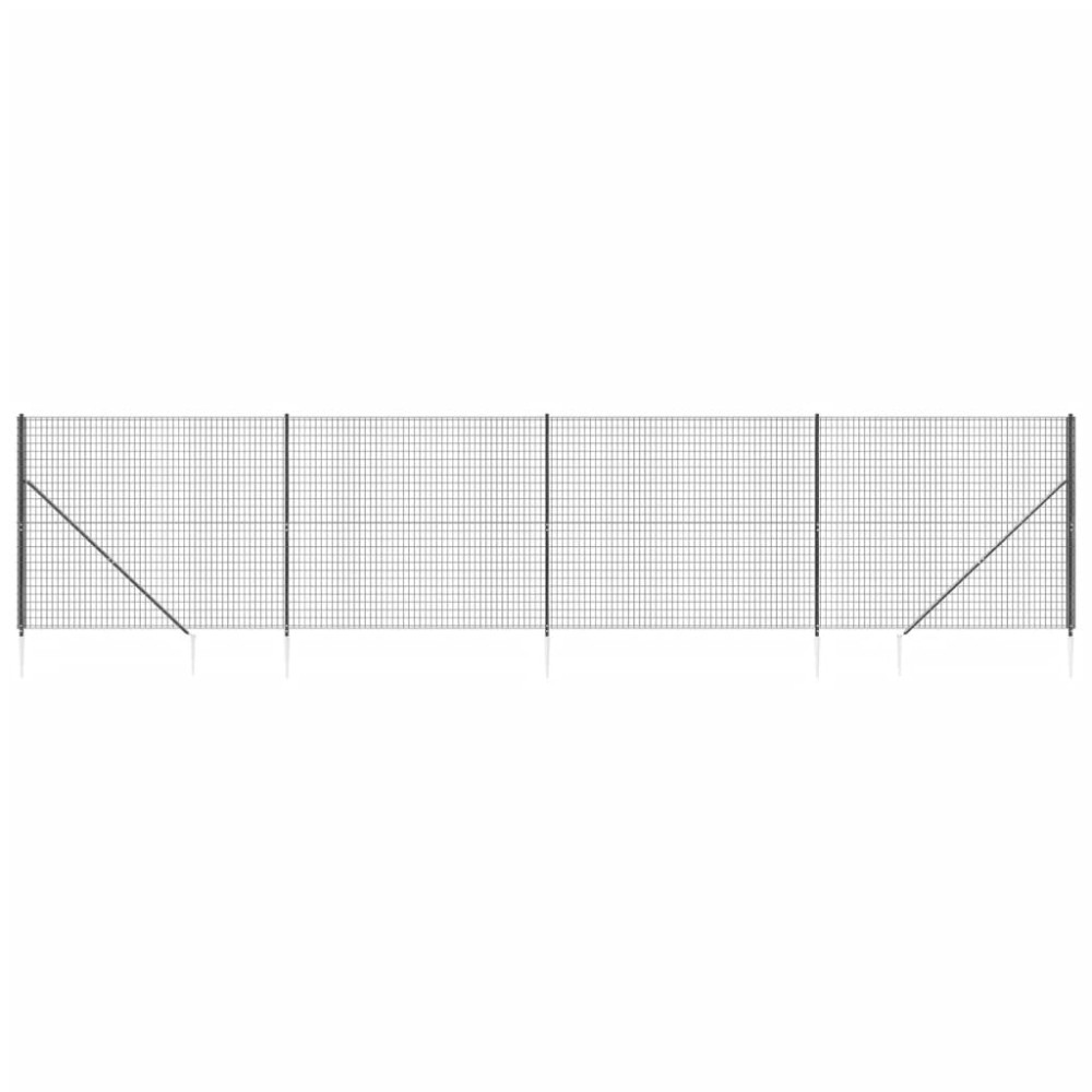 vidaXL Gard plasă de sârmă cu țăruși de fixare, antracit, 1,6x10 m