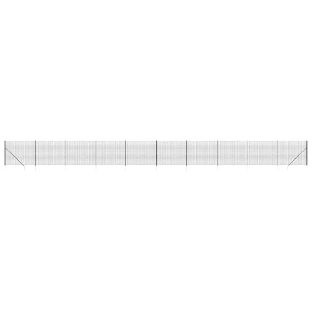 vidaXL Gard plasă de sârmă cu țăruși de fixare, antracit, 2,2x25 m