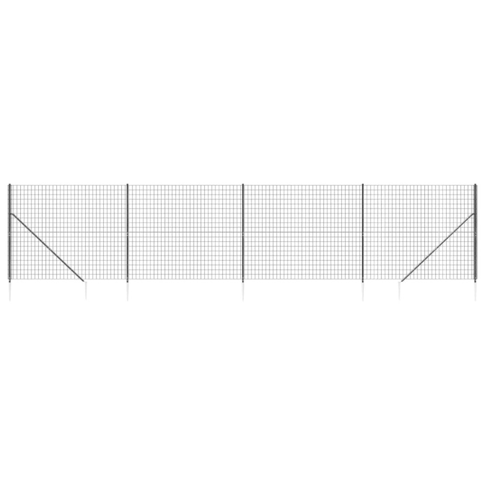 vidaXL Gard plasă de sârmă cu țăruși de fixare, antracit, 1,6x10 m