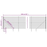 vidaXL Gard plasă de sârmă cu țăruși de fixare, antracit, 1,6x25 m vidaXL Gard plasă de sârmă cu țăruși de fixare, antracit, 1,6x25 m