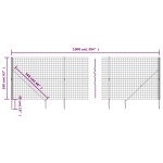 vidaXL Gard plasă de sârmă cu țăruși de fixare, antracit, 1,6x10 m vidaXL Gard plasă de sârmă cu țăruși de fixare, antracit, 1,6x10 m
