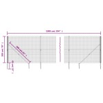 vidaXL Gard plasă de sârmă cu țăruși de fixare, antracit, 2x10 m