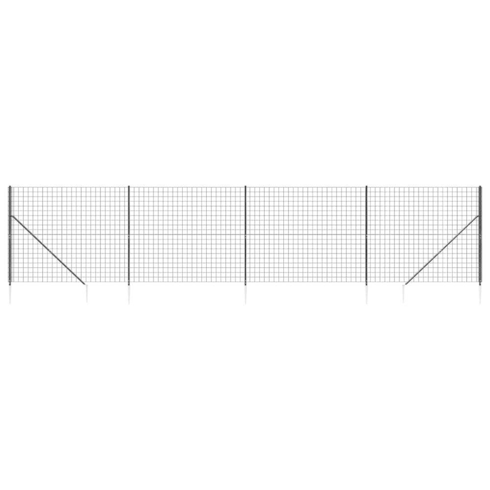 vidaXL Gard plasă de sârmă cu țăruși de fixare, antracit, 2,2x10 m