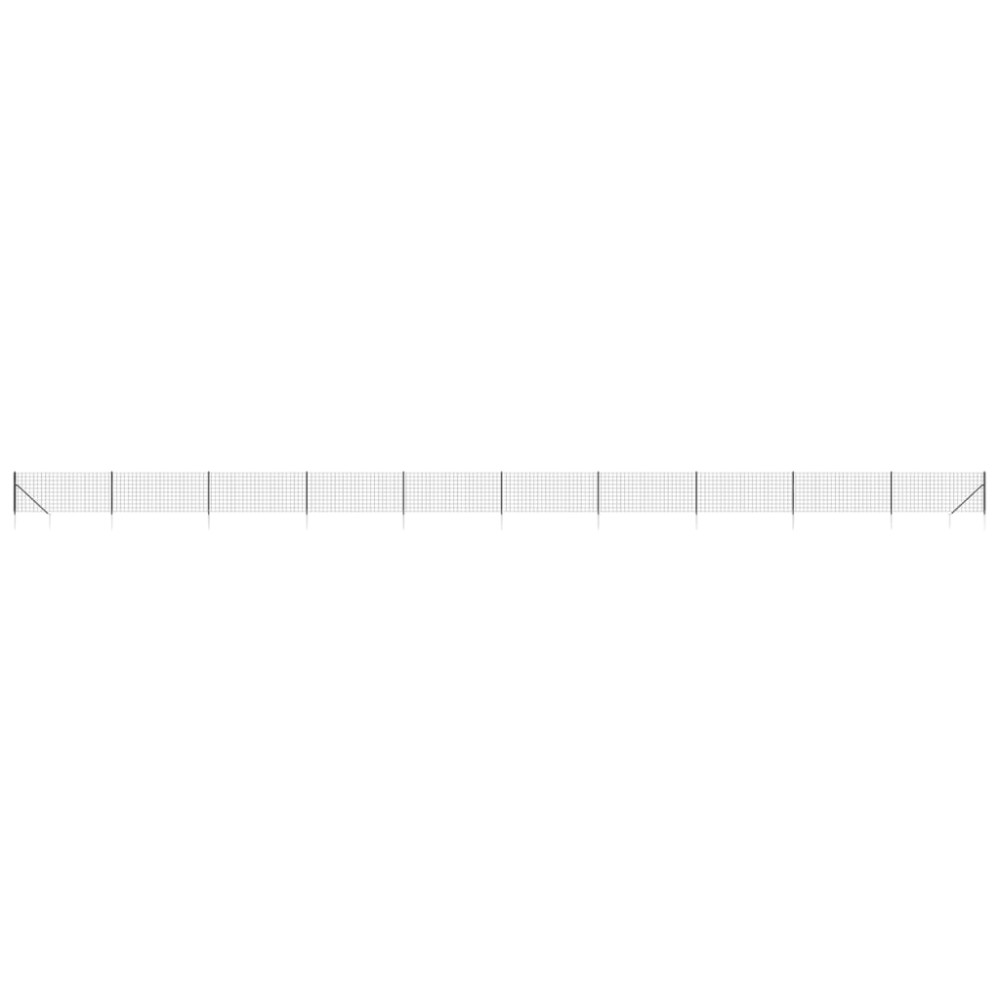 vidaXL Gard plasă de sârmă cu țăruși de fixare, antracit, 0,8x25 m