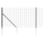 vidaXL Gard plasă de sârmă cu țăruși de fixare, antracit, 0,8x25 m vidaXL Gard plasă de sârmă cu țăruși de fixare, antracit, 0,8x25 m