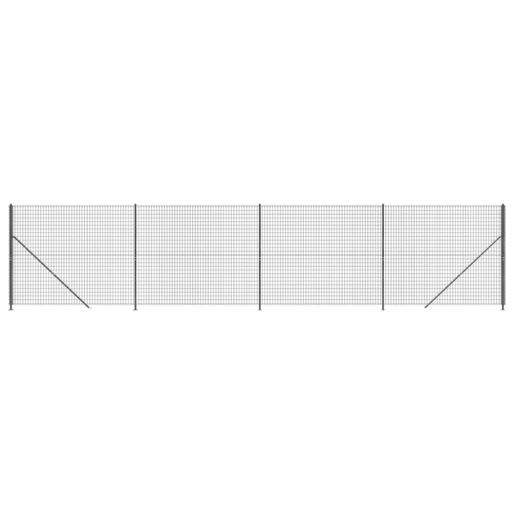 vidaXL Gard plasă de sârmă cu bordură, antracit, 2x10 m