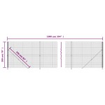 vidaXL Gard plasă de sârmă cu bordură, antracit, 2x10 m