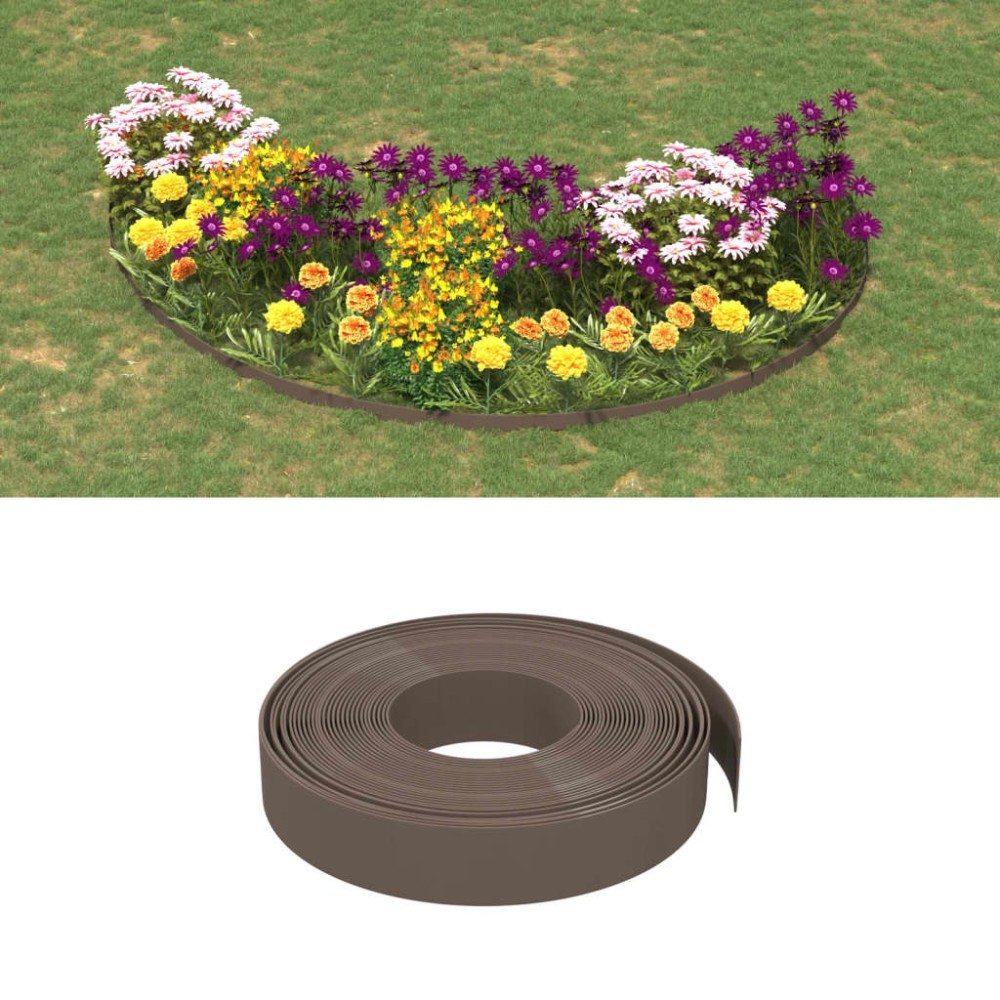 vidaXL Bordură de grădină, maro, 10 m 10 cm, polietilenă