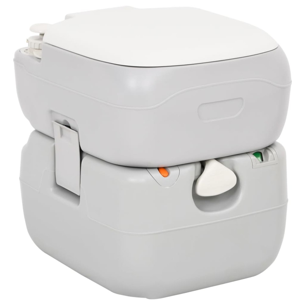 vidaXL Toaletă portabilă de camping, gri și alb, 22+12 L, HDPE