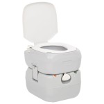 vidaXL Toaletă portabilă de camping, gri și alb, 22+12 L, HDPE vidaXL Toaletă portabilă de camping, gri și alb, 22+12 L, HDPE