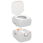 vidaXL Toaletă portabilă de camping, gri și alb, 22+12 L, HDPE vidaXL Toaletă portabilă de camping, gri și alb, 22+12 L, HDPE