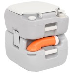 vidaXL Toaletă portabilă de camping, gri și alb, 22+12 L, HDPE vidaXL Toaletă portabilă de camping, gri și alb, 22+12 L, HDPE