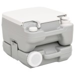 vidaXL Toaletă portabilă de camping, gri și alb, 10+10 L, HDPE vidaXL Toaletă portabilă de camping, gri și alb, 10+10 L, HDPE