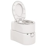 vidaXL Toaletă de camping integrată, alb, 24+17 L HDPE și oțel vidaXL Toaletă de camping integrată, alb, 24+17 L HDPE și oțel