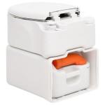 vidaXL Toaletă de camping integrată, alb, 24+17 L HDPE și oțel vidaXL Toaletă de camping integrată, alb, 24+17 L HDPE și oțel