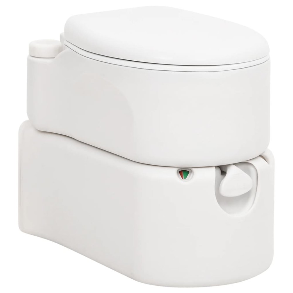 vidaXL Toaletă de camping integrată, alb, 24+17 L HDPE și email