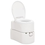vidaXL Toaletă de camping integrată, alb, 24+17 L HDPE și email vidaXL Toaletă de camping integrată, alb, 24+17 L HDPE și email
