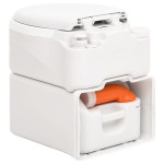 vidaXL Toaletă de camping integrată, alb, 24+17 L HDPE și PP vidaXL Toaletă de camping integrată, alb, 24+17 L HDPE și PP