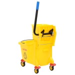 vidaXL Găleată de mop cu storcător și roți galben 36 L polipropilenă vidaXL Găleată de mop cu storcător și roți galben 36 L polipropilenă