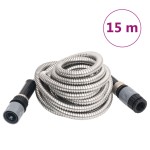 vidaXL Furtun de grădină cu duză de pulverizare, argintiu, 15 m, oțel vidaXL Furtun de grădină cu duză de pulverizare, argintiu, 15 m, oțel