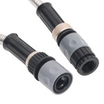 vidaXL Furtun de grădină cu duză de pulverizare, argintiu, 30 m, oțel vidaXL Furtun de grădină cu duză de pulverizare, argintiu, 30 m, oțel