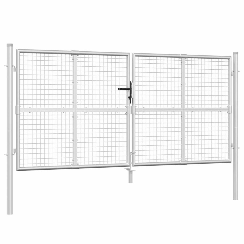 vidaXL Poartă de grădină din plasă argintie 300x175 cm oțel galvanizat