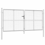 vidaXL Poartă de grădină din plasă argintie 300x175 cm oțel galvanizat