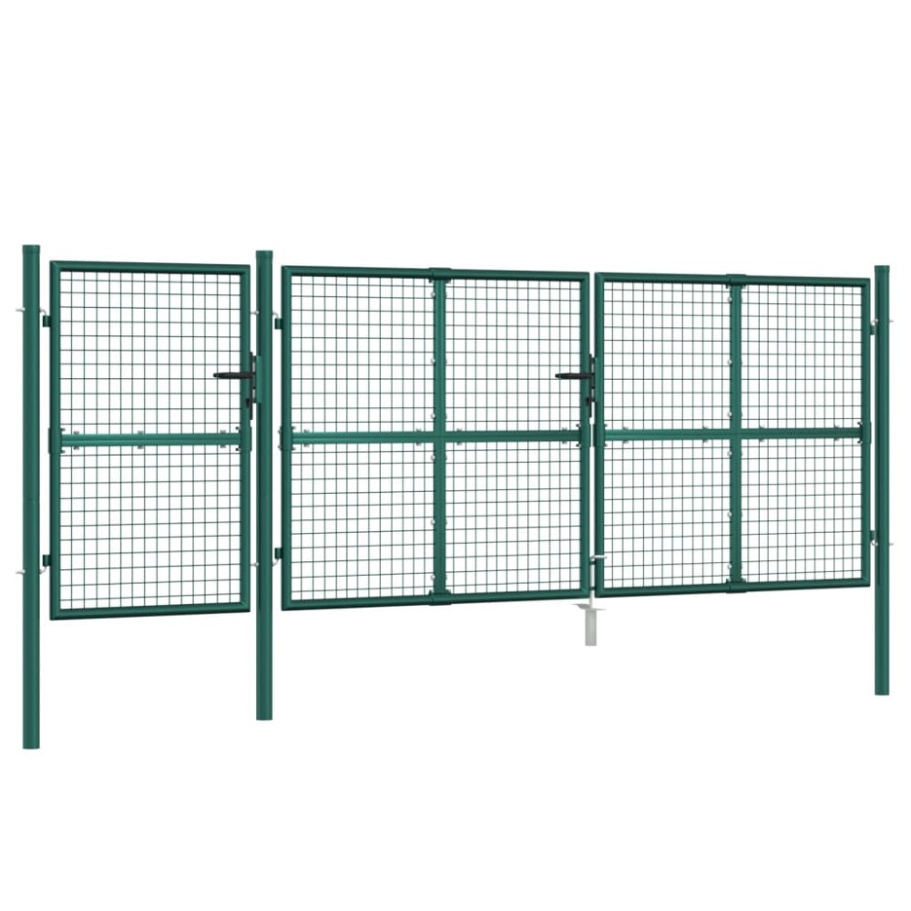 vidaXL Poartă de grădină din plasă, verde, 400x175 cm, oțel galvanizat