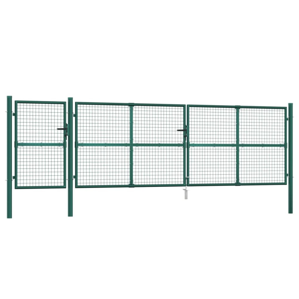 vidaXL Poartă de grădină din plasă, verde, 500x175 cm, oțel galvanizat