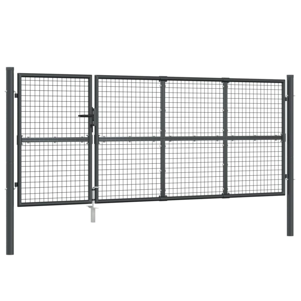 vidaXL Poartă de grădină din plasă antracit 350x175 cm oțel galvanizat