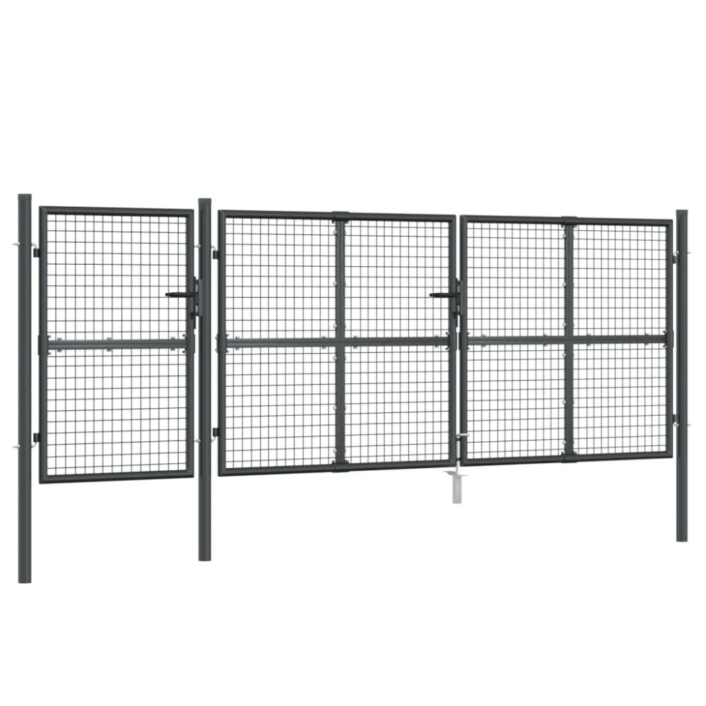 vidaXL Poartă de grădină din plasă antracit 400x175 cm oțel galvanizat