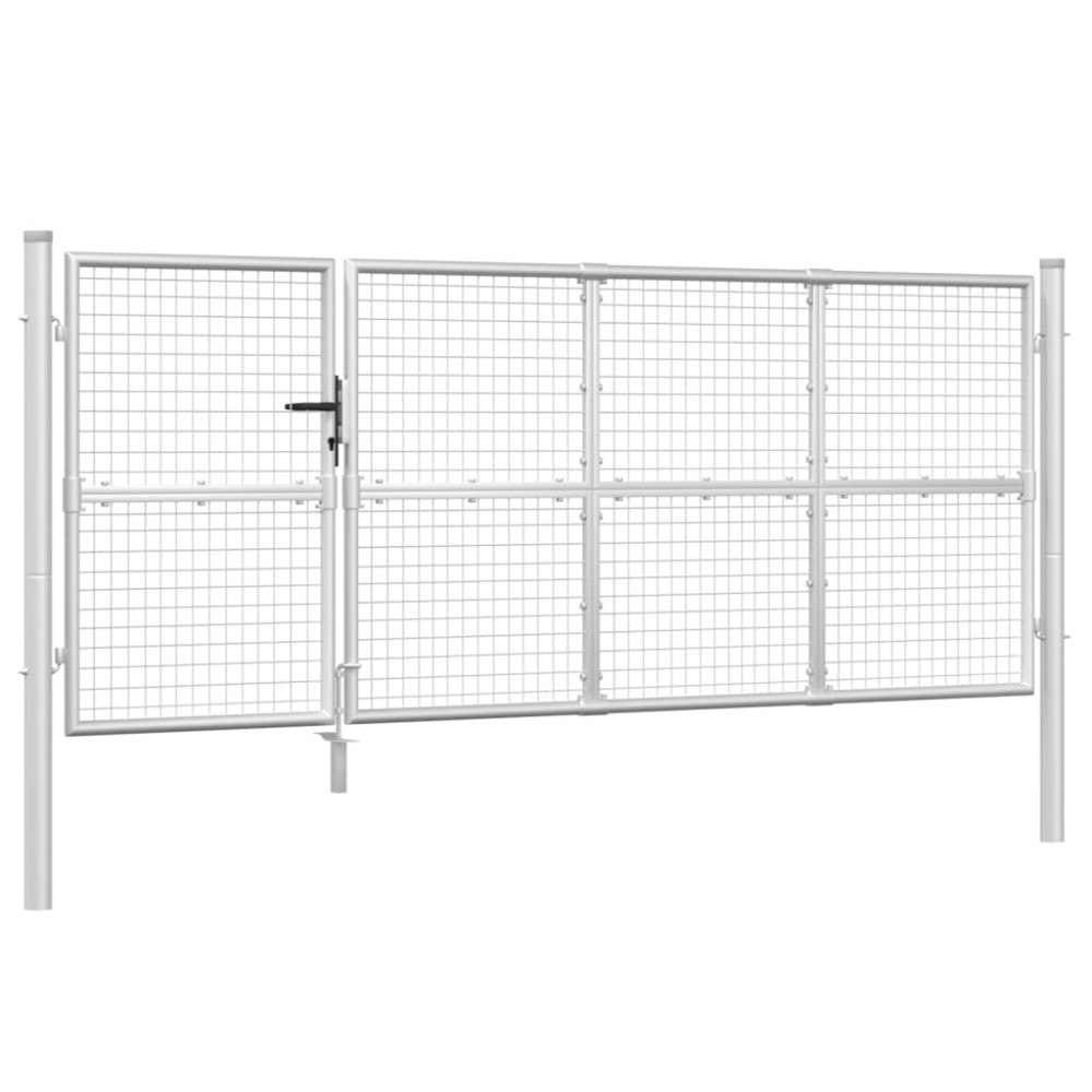 vidaXL Poartă de grădină din plasă argintie 350x175 cm oțel galvanizat
