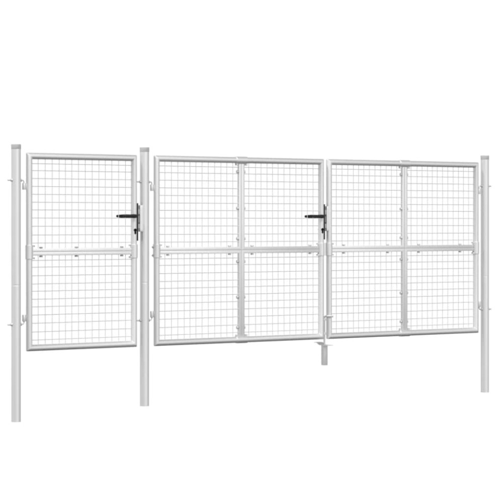 vidaXL Poartă de grădină din plasă argintie 400x175 cm oțel galvanizat