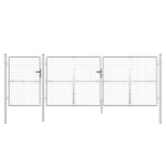vidaXL Poartă de grădină din plasă argintie 400x175 cm oțel galvanizat