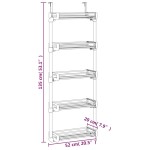 vidaXL Organizator pentru ușă cu 5 rafturi 52x20x135 cm aluminiu