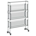 vidaXL Uscător de rufe cu roți, 89x64x129 cm, aluminiu vidaXL Uscător de rufe cu roți, 89x64x129 cm, aluminiu