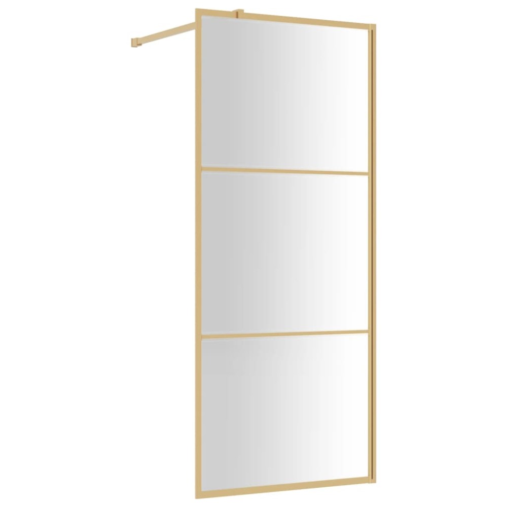 vidaXL Paravan de duș walk-in auriu, 90x195 cm sticlă ESG transparentă