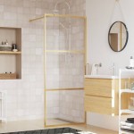 vidaXL Paravan de duș walk-in auriu, 90x195 cm sticlă ESG transparentă vidaXL Paravan de duș walk-in auriu, 90x195 cm sticlă ESG transparentă