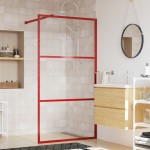 vidaXL Paravan de duș walk-in roșu 115x195 cm sticlă ESG transparentă vidaXL Paravan de duș walk-in roșu 115x195 cm sticlă ESG transparentă
