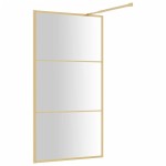 vidaXL Paravan de duș walk-in auriu 115x195 cm sticlă ESG transparentă vidaXL Paravan de duș walk-in auriu 115x195 cm sticlă ESG transparentă