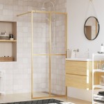 vidaXL Paravan de duș walk-in auriu, 90x195 cm sticlă ESG transparentă vidaXL Paravan de duș walk-in auriu, 90x195 cm sticlă ESG transparentă