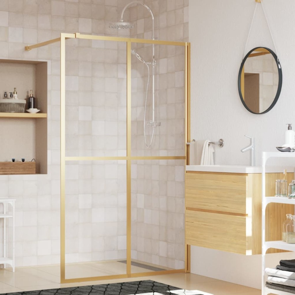 vidaXL Paravan de duș walk-in auriu 115x195 cm sticlă ESG transparentă