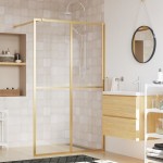 vidaXL Paravan de duș walk-in auriu 115x195 cm sticlă ESG transparentă vidaXL Paravan de duș walk-in auriu 115x195 cm sticlă ESG transparentă