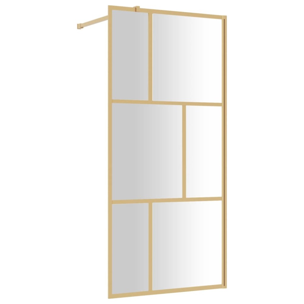 vidaXL Paravan de duș walk-in auriu, 90x195 cm sticlă ESG transparentă